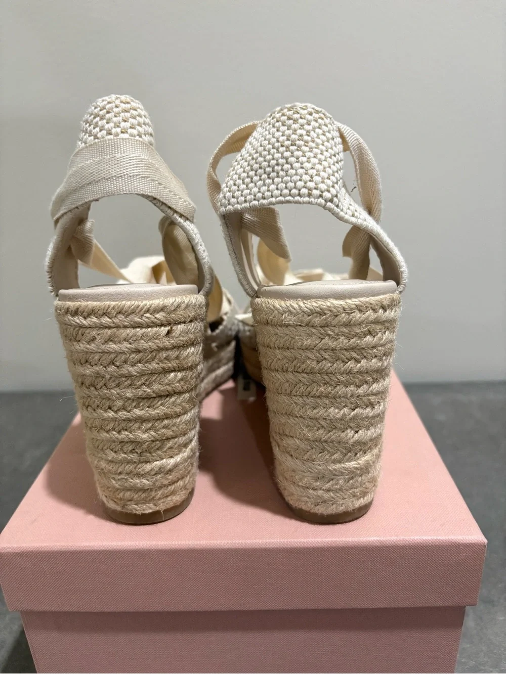 ZARA Crochet Espadrille Wedge Heels Off White -  Excellent Condition 39 (8.5)